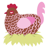 A russet and pink chicken with a lace pattern