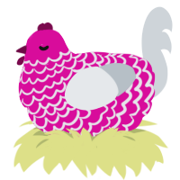 Ceodore, a fuchsia and mist chicken with a lace pattern