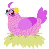 Alpha, a pink and orchid chicken with a lace pattern