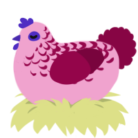 Princess BG, a pink and maroon chicken with a half-lace pattern
