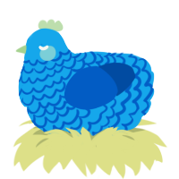 Ocean Depths, a sky and ultramarine chicken with a lace pattern