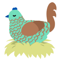 Mint Chocochip, a mint and brown chicken with a lace pattern