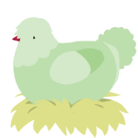 A gluppy chicken with a head pattern