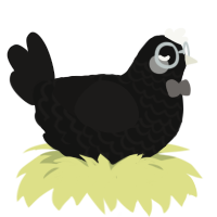 Hematite, a black and sable chicken with a lace pattern