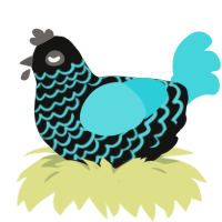 (unnamed), a black and aqua chicken with a lace pattern