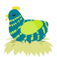 (unnamed), a sea and lime chicken with a bar pattern