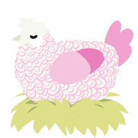 A white and pink chicken with a double-lace pattern