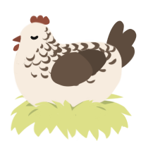 A cream and bark chicken with a half-lace pattern