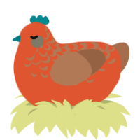 Stheno, a vermilion and brown chicken with a half-lace pattern