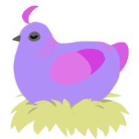 Flower, a lilac and orchid chicken with a neck-band pattern