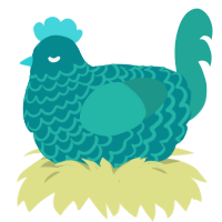 A teal and turquoise chicken with a lace pattern