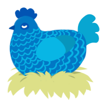 Marine, a sapphire and cerulean chicken with a lace pattern