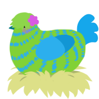 A grass and sky chicken with a bar pattern