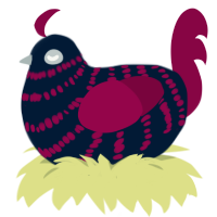 A tumblr and maroon chicken with a bar pattern