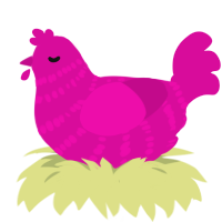 Fuchsia, a fuchsia chicken with a bar pattern