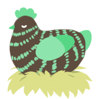 fluorescent turd, a bark and spring chicken with a bar pattern