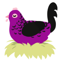 Gloom, a plum and black chicken with a half-lace pattern