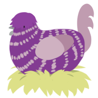 that guy I hate, a amethyst and pink chicken with a bar pattern