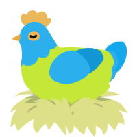 A lime and sky chicken with a head pattern
