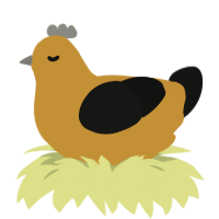 A gold and black chicken