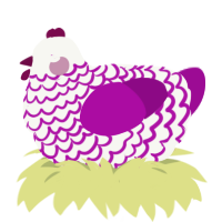 A white and plum chicken with a lace pattern