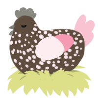 A bark and rose chicken with a speckle pattern