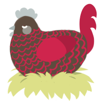 A bark and crimson chicken with a lace pattern