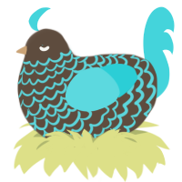 A bark and aqua chicken with a lace pattern