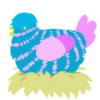 (unnamed), a cerulean and lavender chicken with a bar pattern