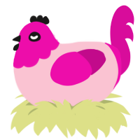 princess bubblegum, a rose and fuchsia chicken with a head pattern