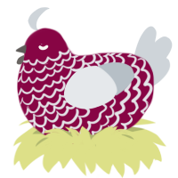 A maroon and mist chicken with a lace pattern
