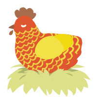 LavaChick, a vermilion and yellow chicken with a lace pattern