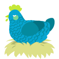 A cerulean and sea chicken with a lace pattern