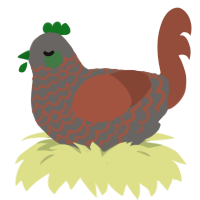 Kerfluffle, a grey and russet chicken with a lace pattern