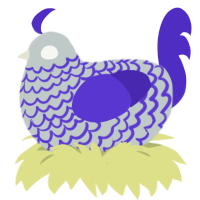 (unnamed), a silver and indigo chicken with a lace pattern