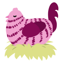 (unnamed), a pink and wine chicken with a bar pattern
