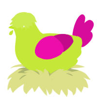 A lime and fuchsia chicken