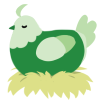 (unnamed), a viridian and gluppy chicken with a head pattern