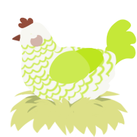 A white and lime chicken with a lace pattern