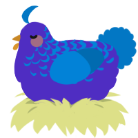 Palette, a indigo and sapphire chicken with a half-lace pattern
