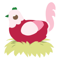 A crimson and rose chicken with a head pattern