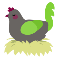 Medley, a grey and grass chicken