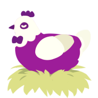 A amethyst and white chicken with a head pattern