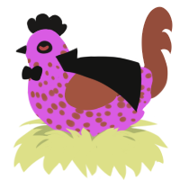A orchid and russet chicken with a speckle pattern