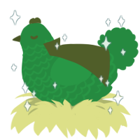 A viridian chicken with a lace pattern