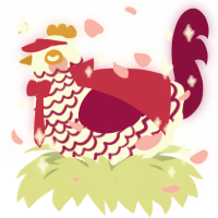 Gambling addiction, a white and maroon chicken with a lace pattern