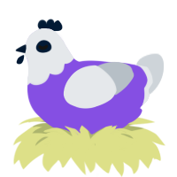 A blurple and mist chicken with a head pattern