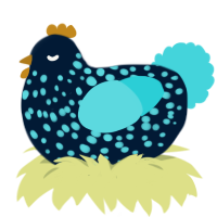 Algae, a tumblr and aqua chicken with a speckle pattern