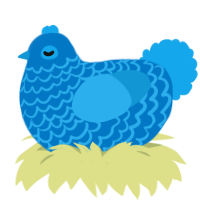 A sapphire and sky chicken with a lace pattern