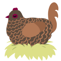 A bark and brown chicken with a lace pattern